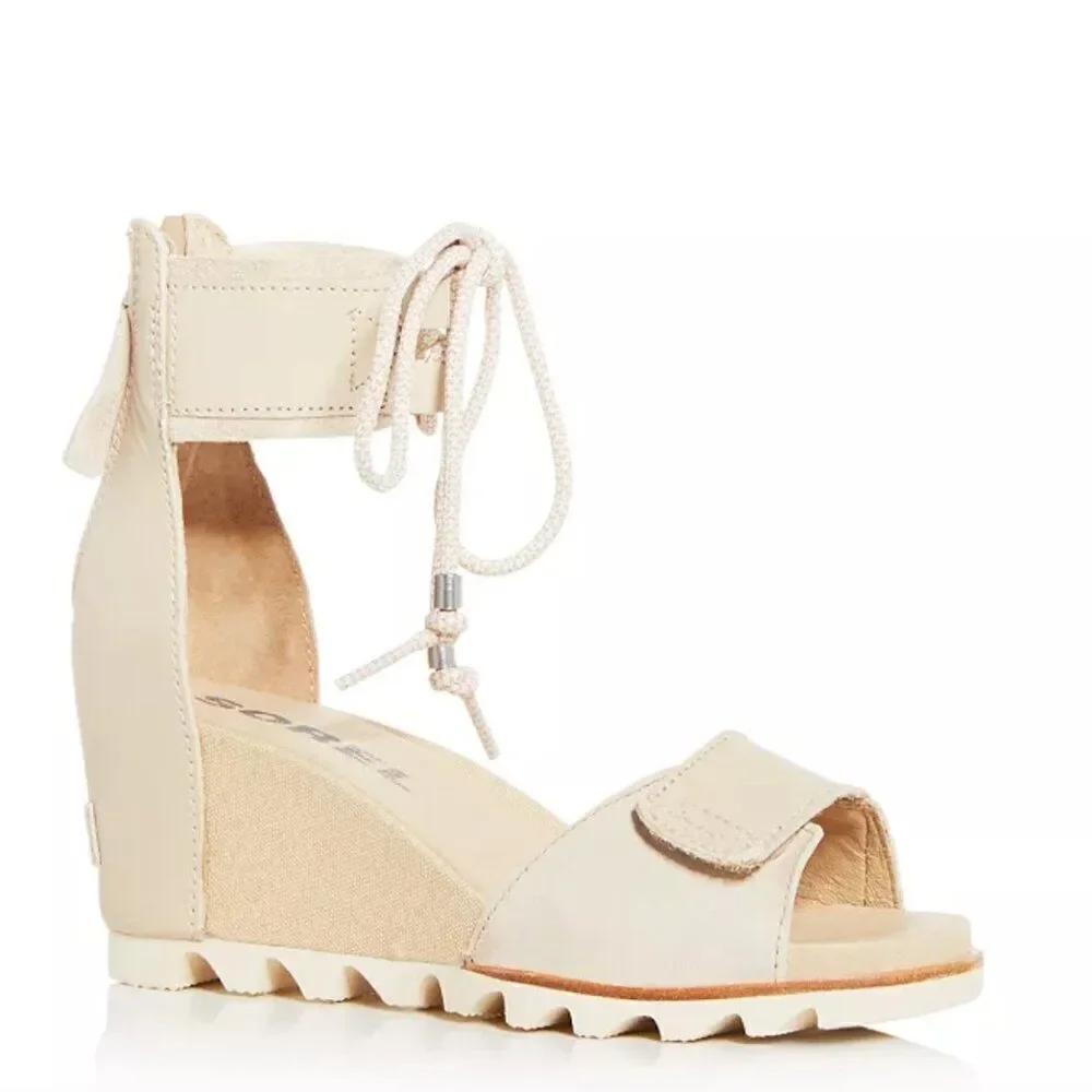 Sorel Joanie Wedge Sandal Ankle Lace with Velcro Strap in Size 8